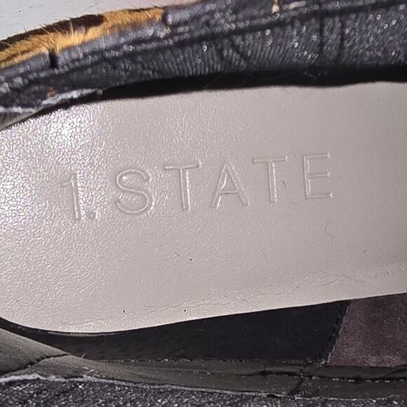 1.State Leopard Print Ankle Boots Pointed Toe Block Heel Western Style Booties - Picture 10 of 11